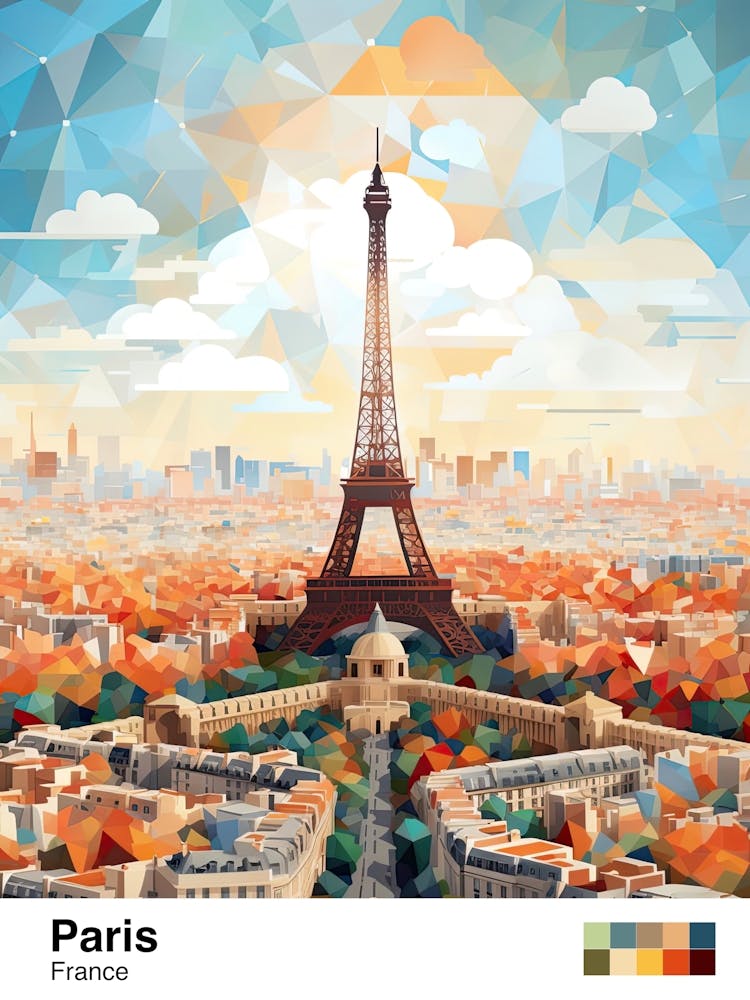 Paris, France, Geometric Illustration 3 Poster