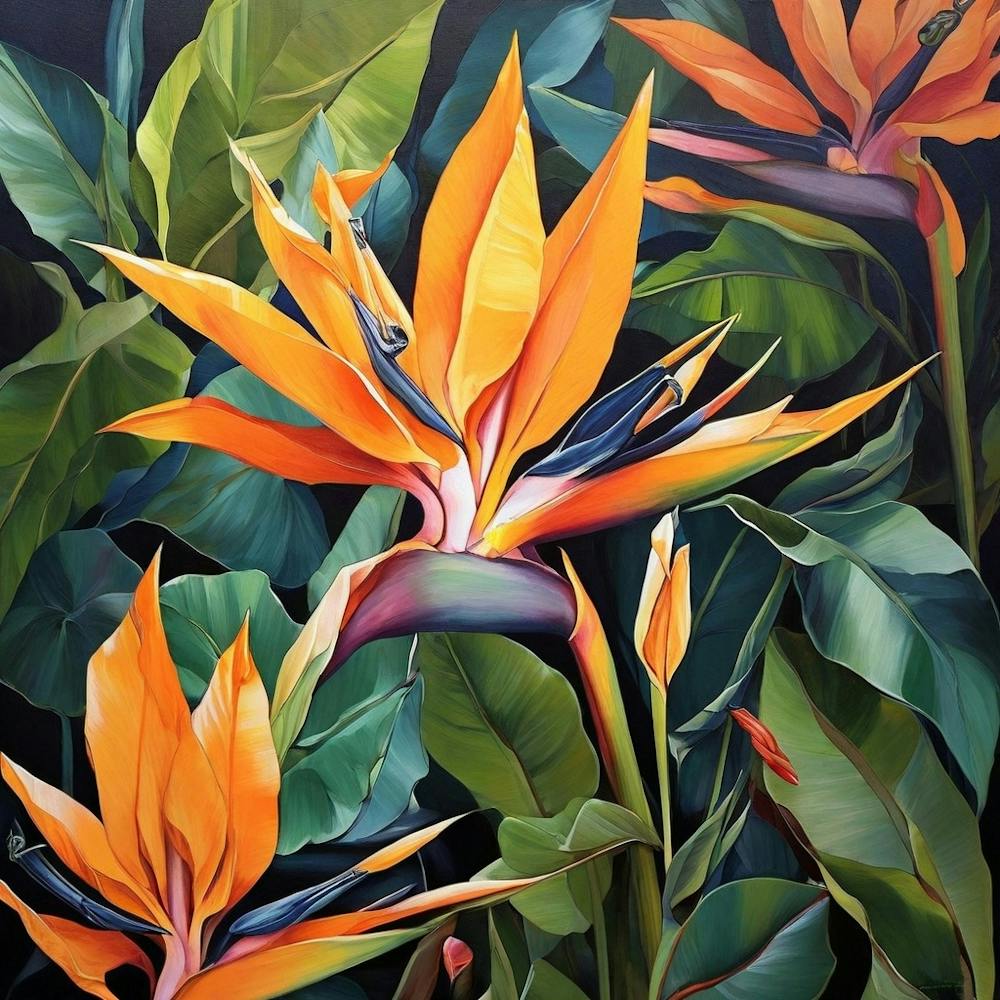 Blumenmotiv Gemälde Paradiesvogel