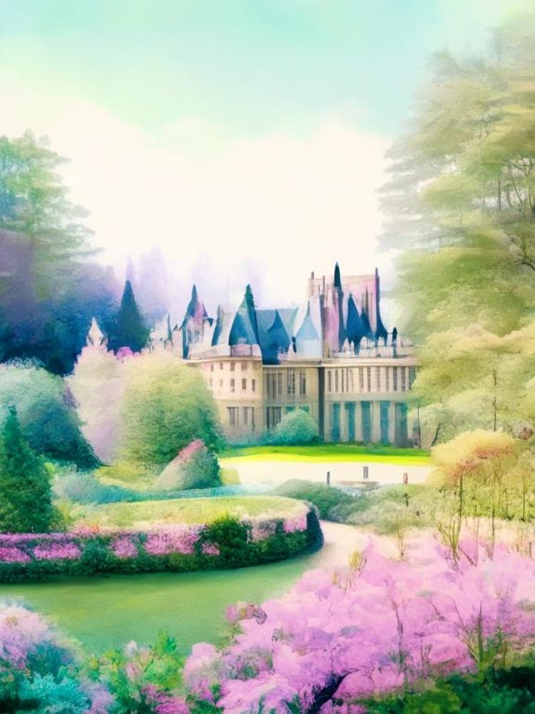 Biltmore Estate Gardens, 1, Usa Pastel Watercolour