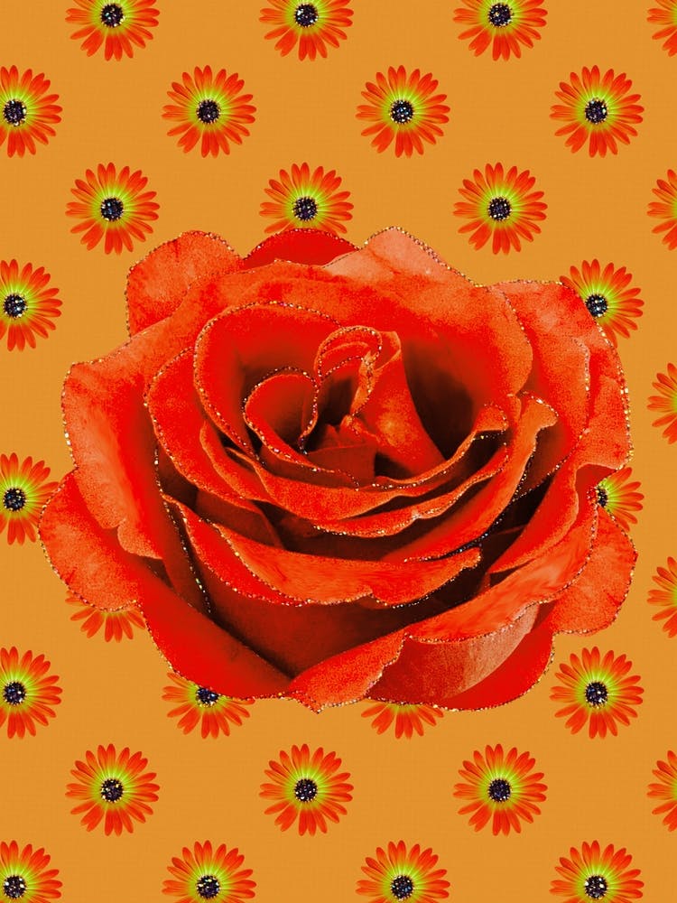 70s Rose Pattern Glitter