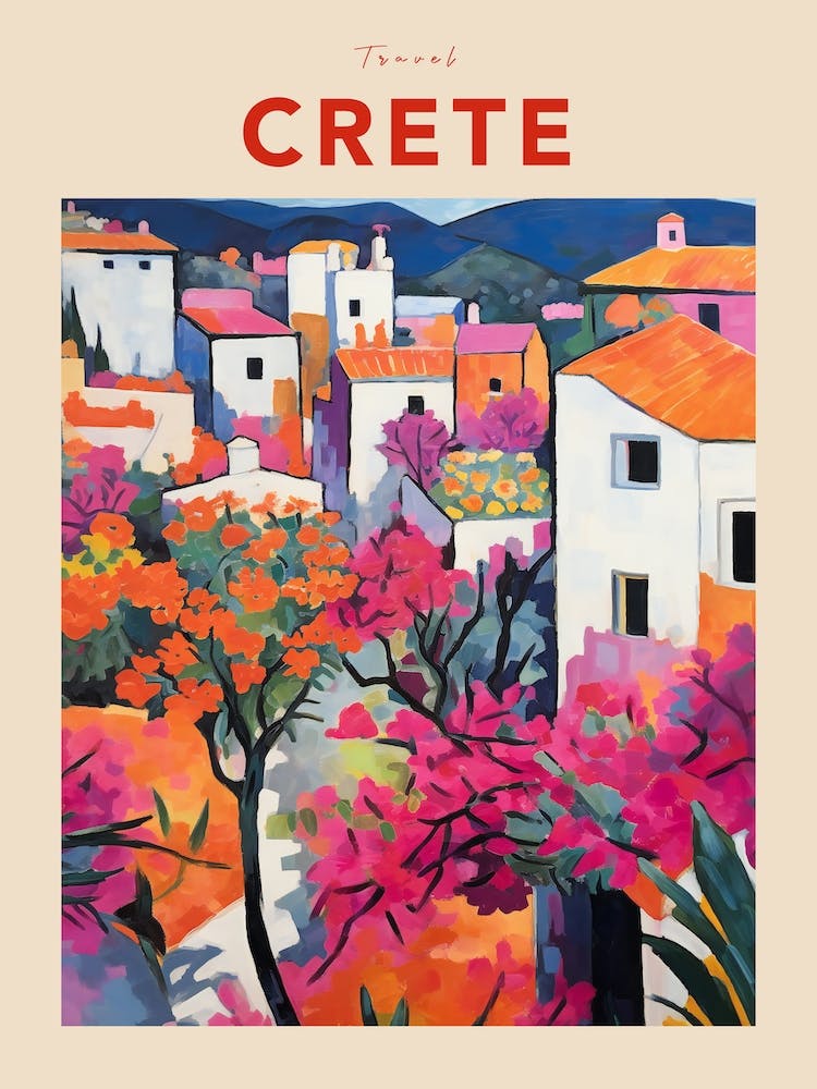 Crete Greece Fauvist Travel Poster