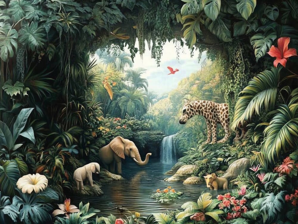 3d Jungle Scene With Exotic Animals 1