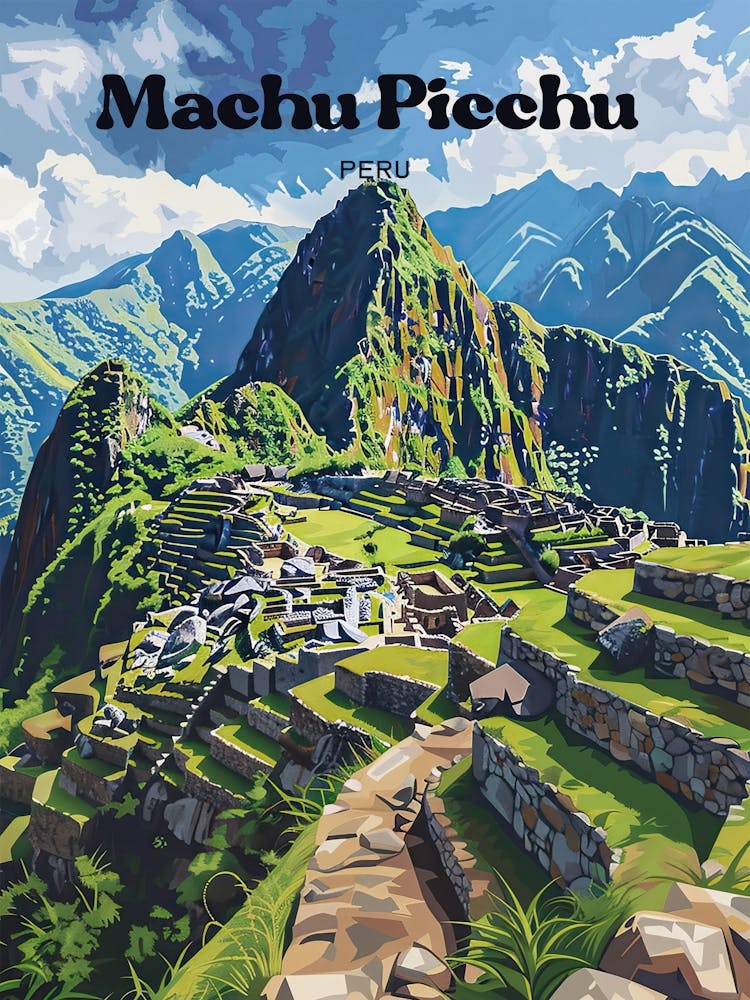 Machu Picchu Tourist Attraction Travel Art Illustration