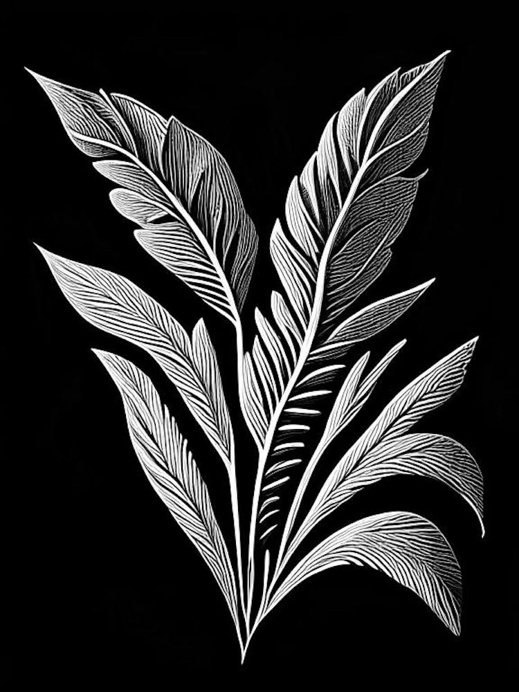 Wheat Leaf Linocut 2