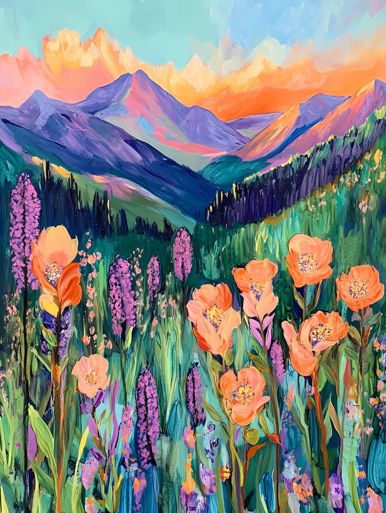 Mountains and Meadow Wildflowers