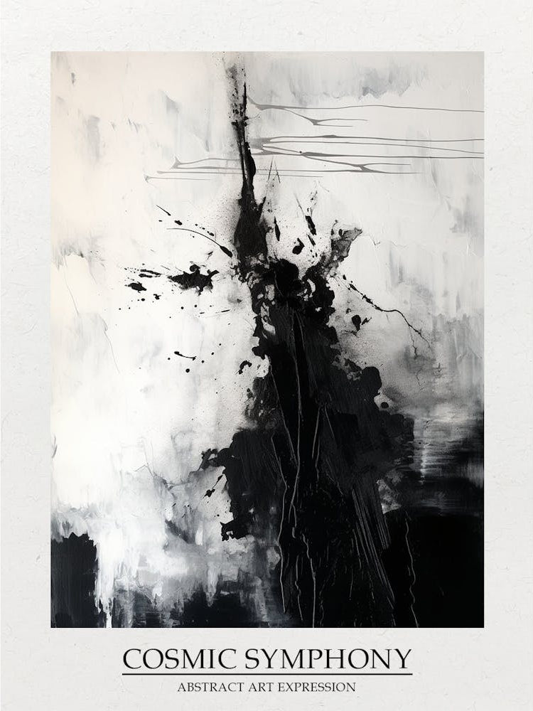 Cosmic Symphony Abstract Black And White 5 Poster