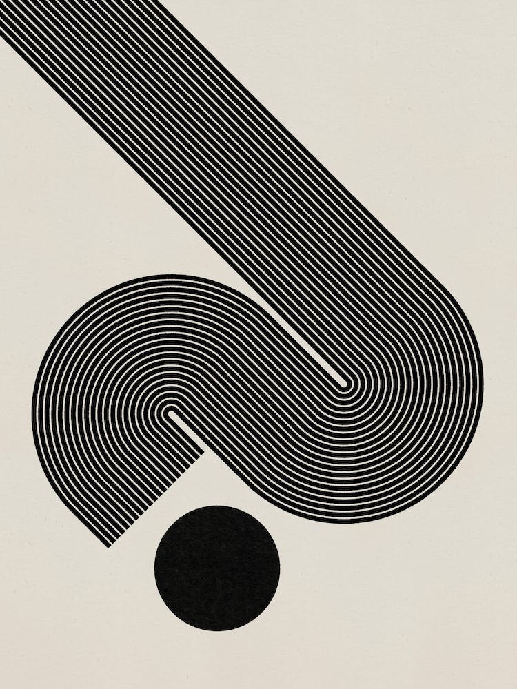 Mid-Century geometrische Strichzeichnung