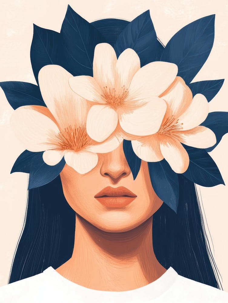 Woman With Flowers On Her Face 5