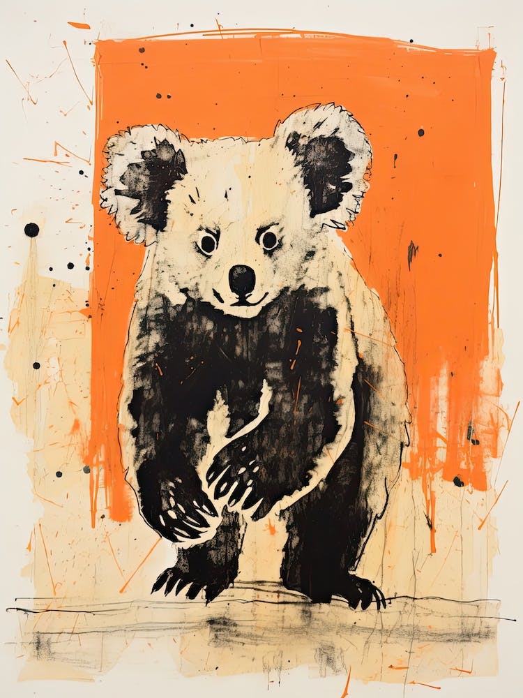 Koala, Woodblock Animal  Drawing 3