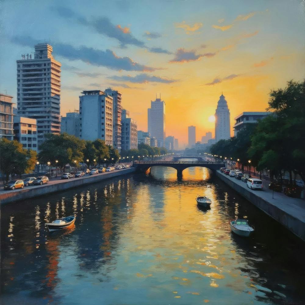 Sunset On The River art 1