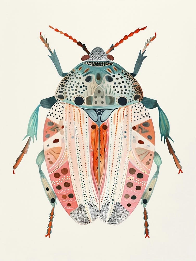 Farbenfrohe Insektenillustration Rollassel 2