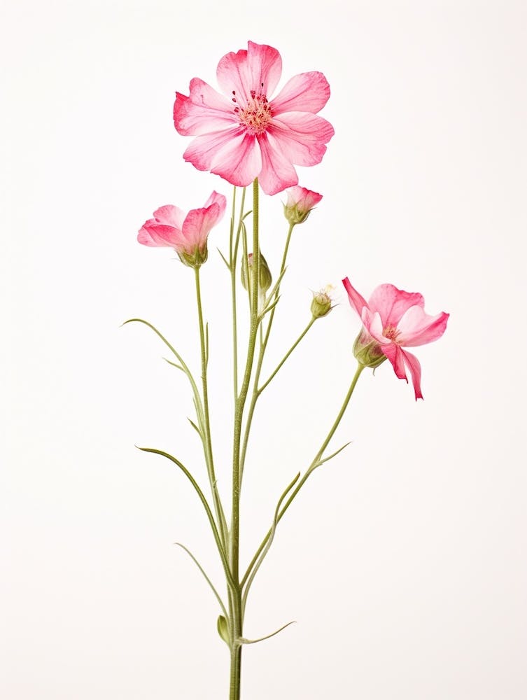 Pressed Wildflower Botanical Art Fire Pink Silene Virginica Flower 2