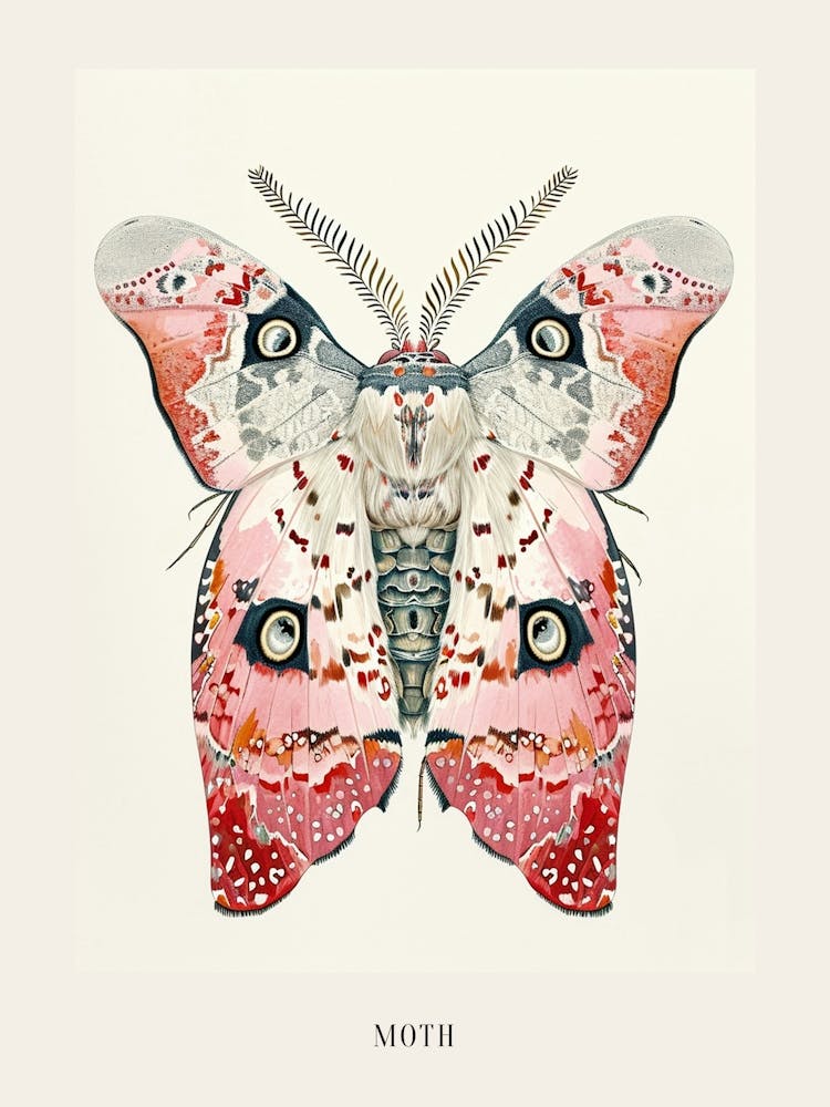 Colourful Insect Illustration Moth 49 Poster