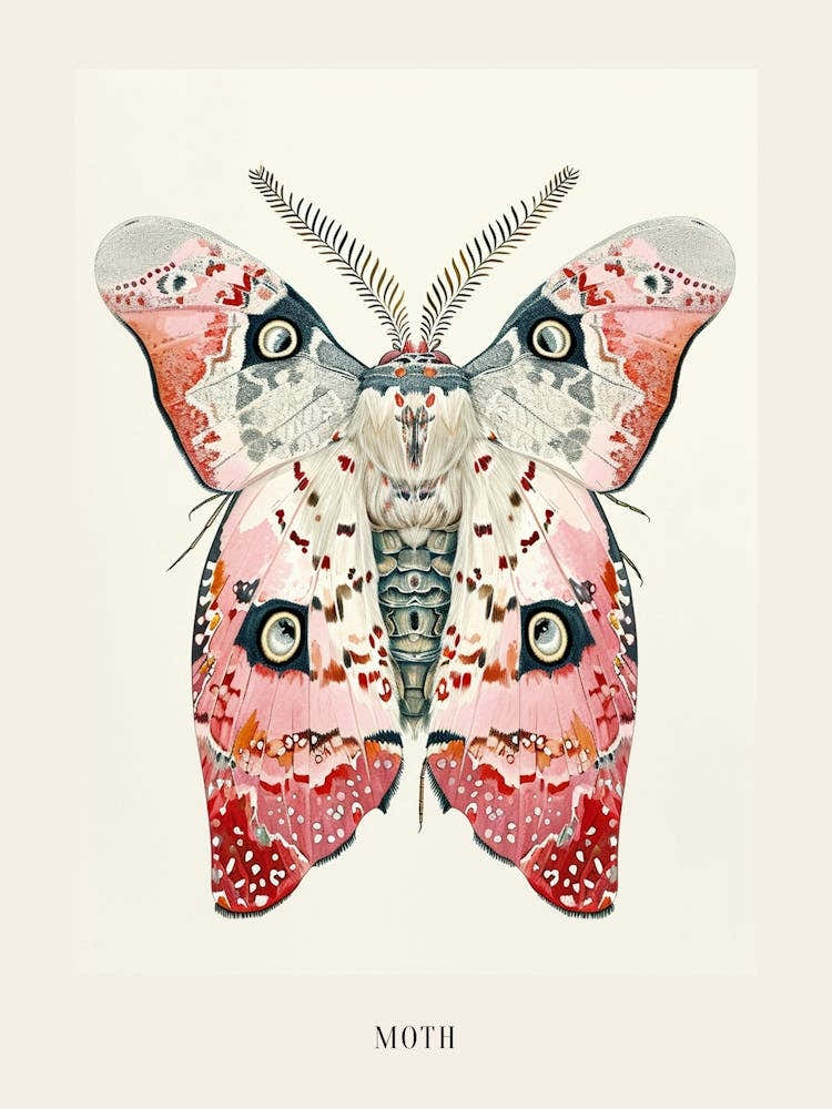 Colourful Insect Illustration Moth 49 Poster