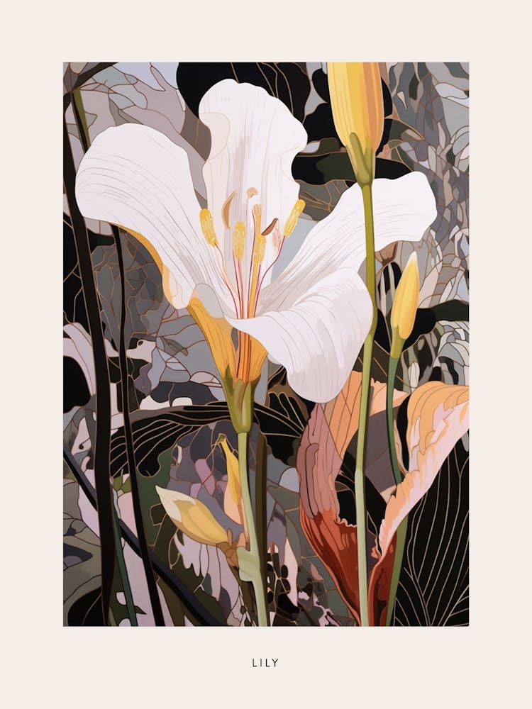 Flower Illustration Lily 2 Poster