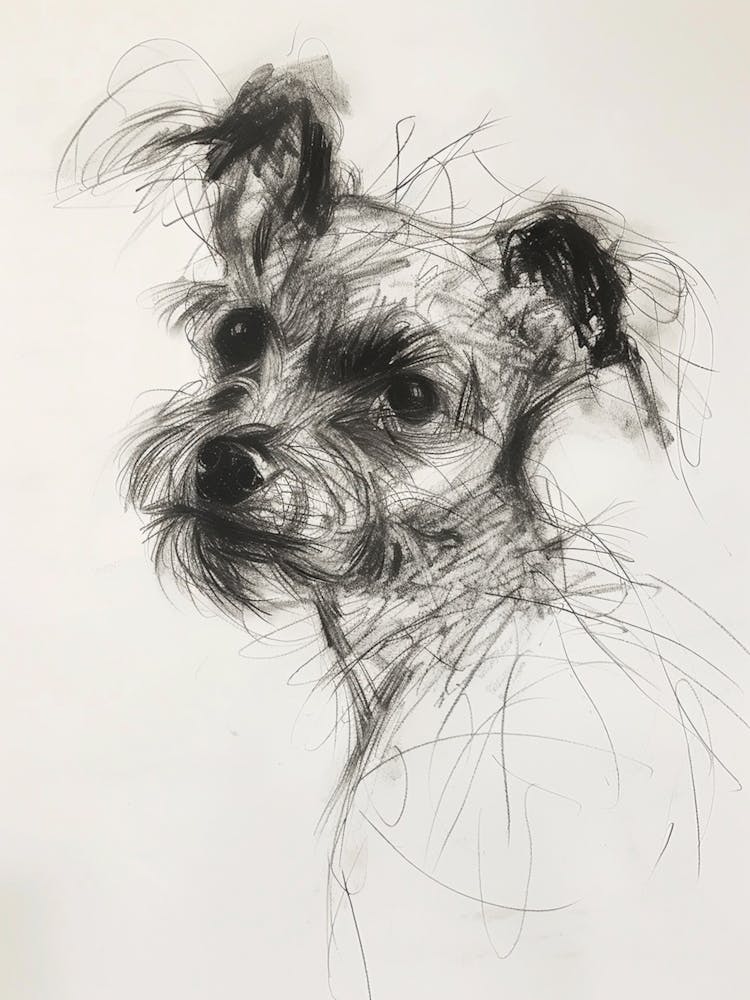 Terrier Dog Charcoal Line