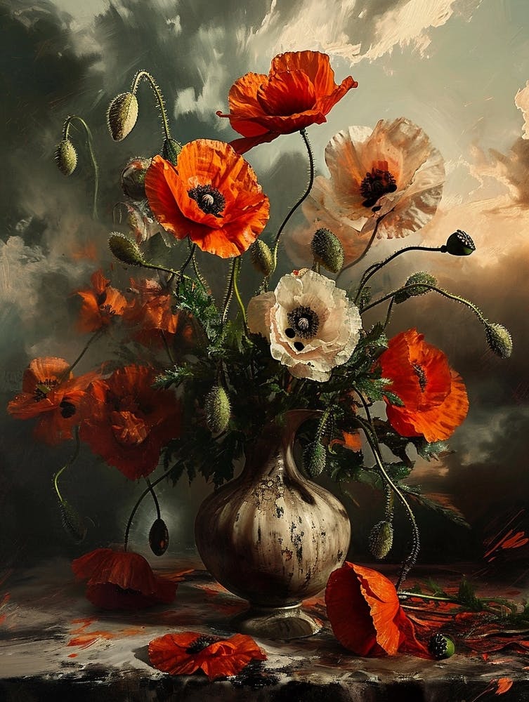 Baroque Floral Still Life Poppy 4