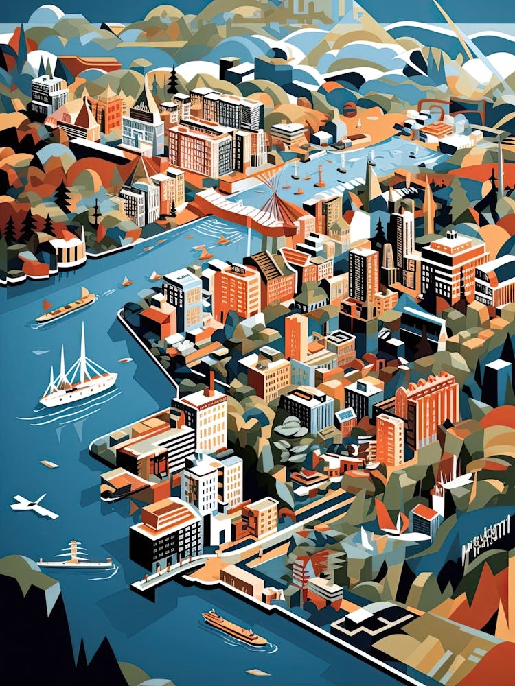 Hamburg, Germany, Geometric Illustration 3