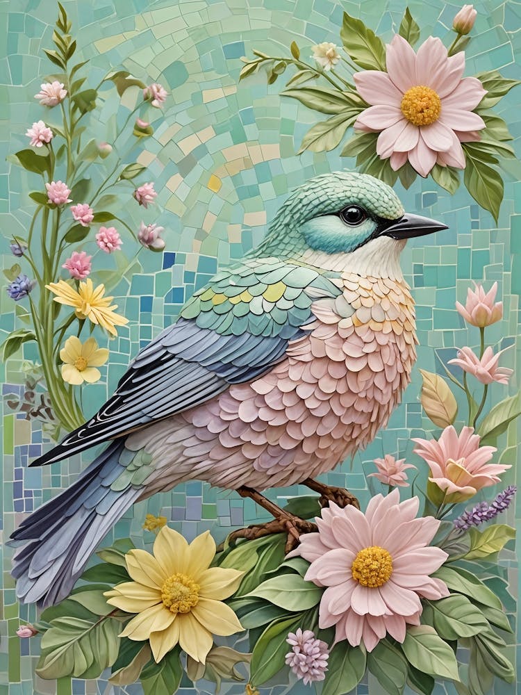 Little Pastel Bird In A Mosaic