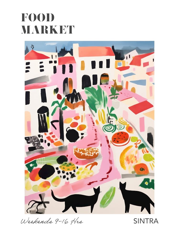 The Food Market In Sintra 3 Illustration Poster