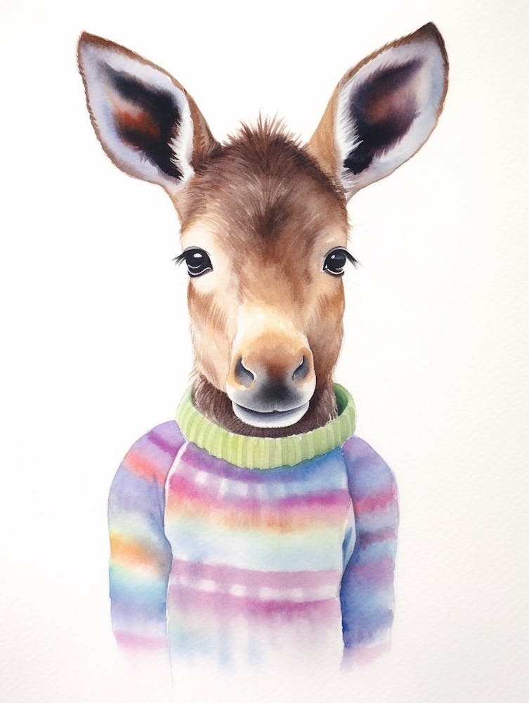 Baby Animal Watercolour Moose