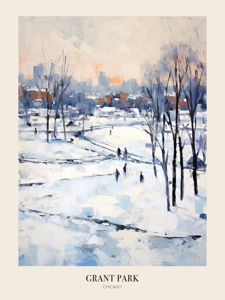 Winter City Park Poster Grant Park Chicago United States 4