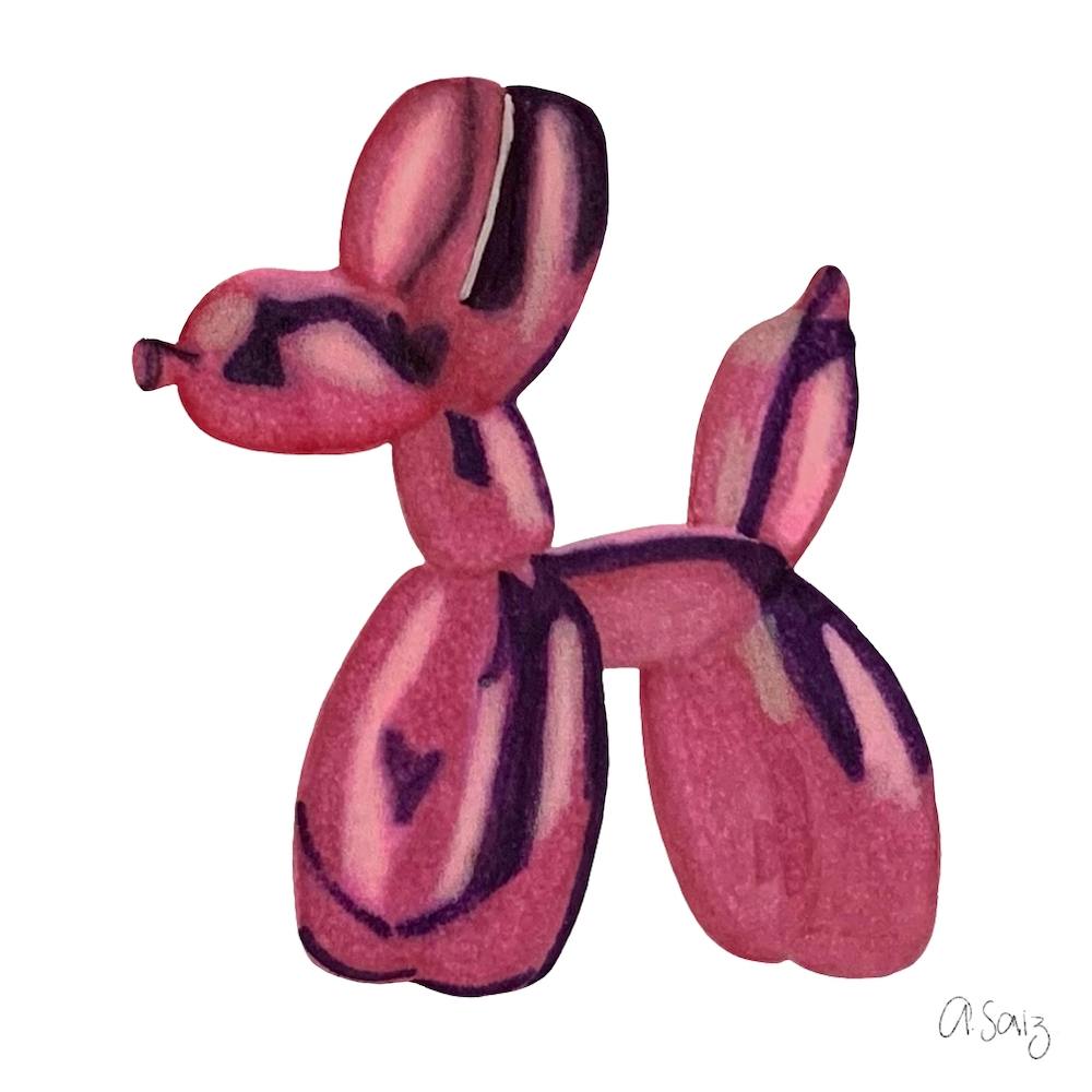 Pink dog helium ballon