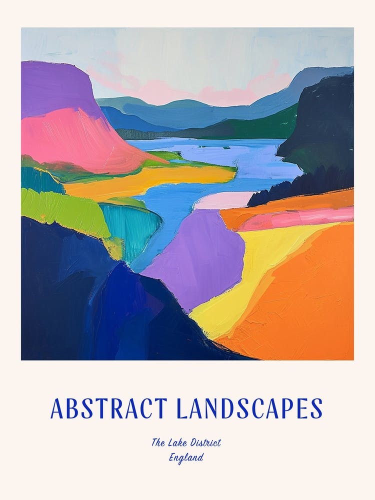 Colourful Abstract The Lake District England 1 Poster Blue