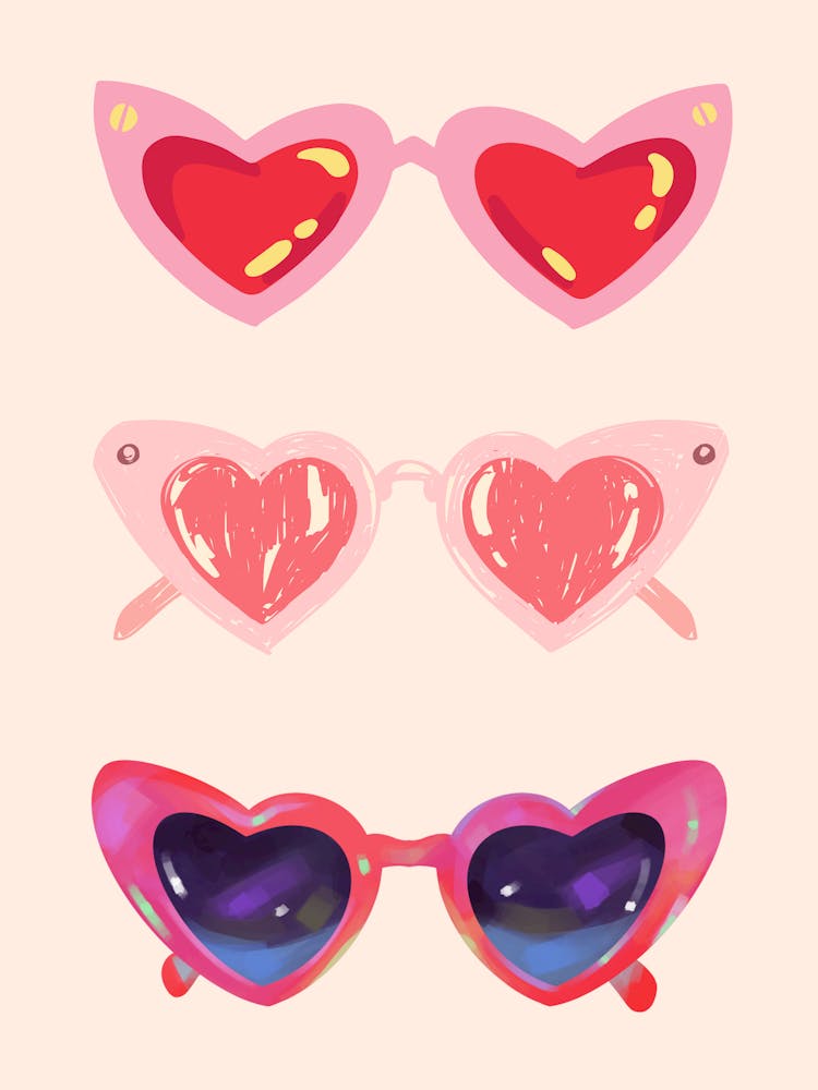 Heart Shaped Sunglasses Print