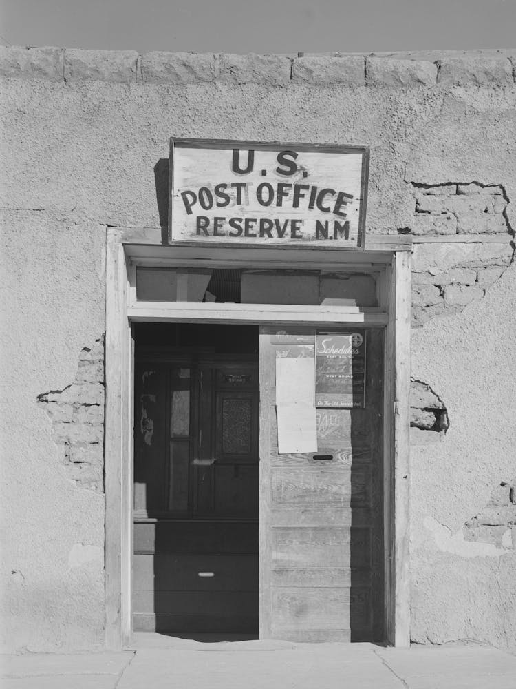 Entrance To Adobe Post Office At Reserve, New Mexico, Reserve Is The County Seat Of Catron County, A County