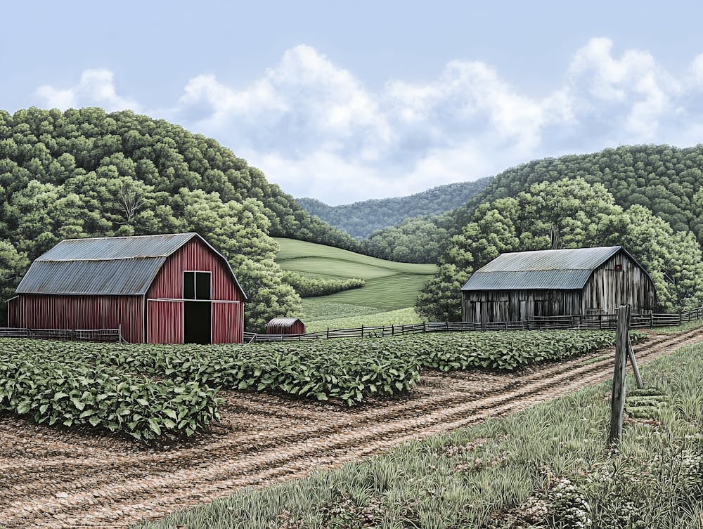 Barns And Fields Metal Print