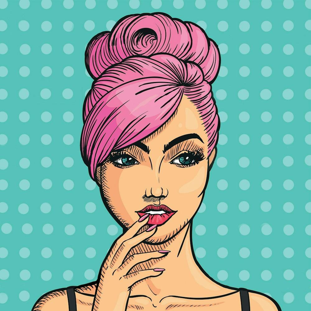 Pop Art Pink Hair Girl