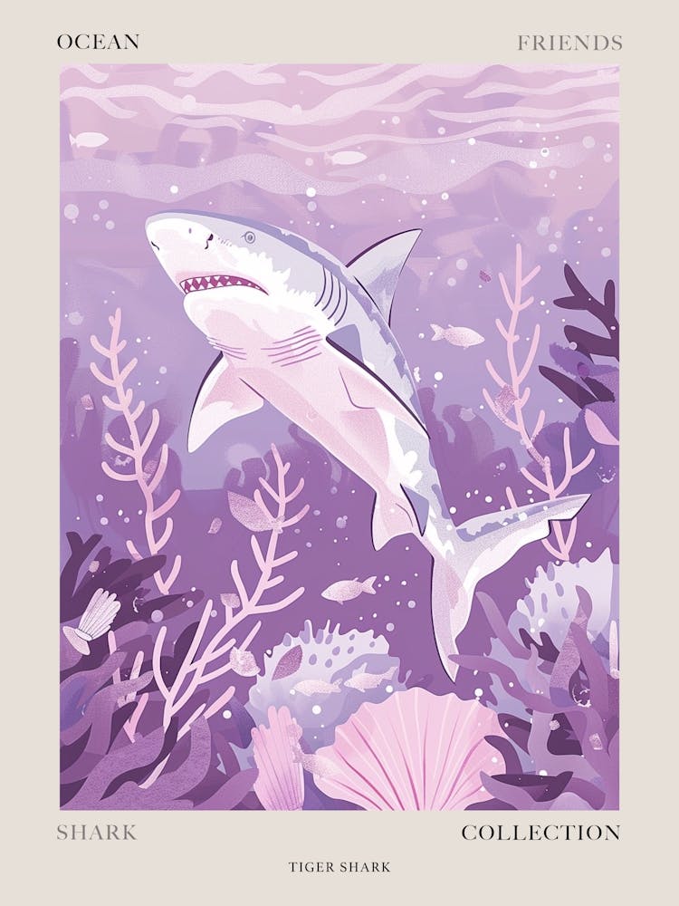 Purple Tiger Shark Illustration 2 Poster
