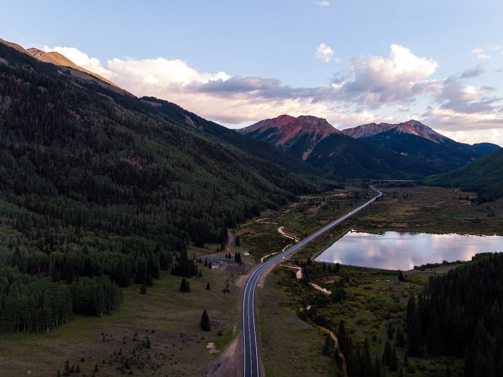 Aerial View Of A Mountain Road In Colorado