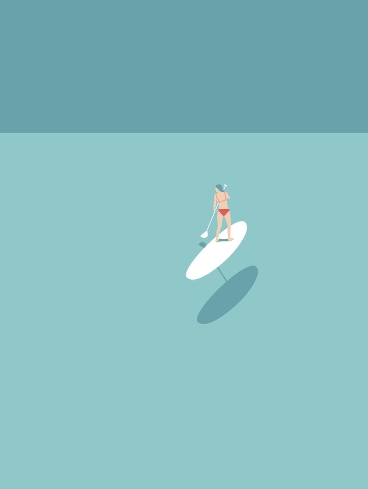 Minimal paddleboarding woman