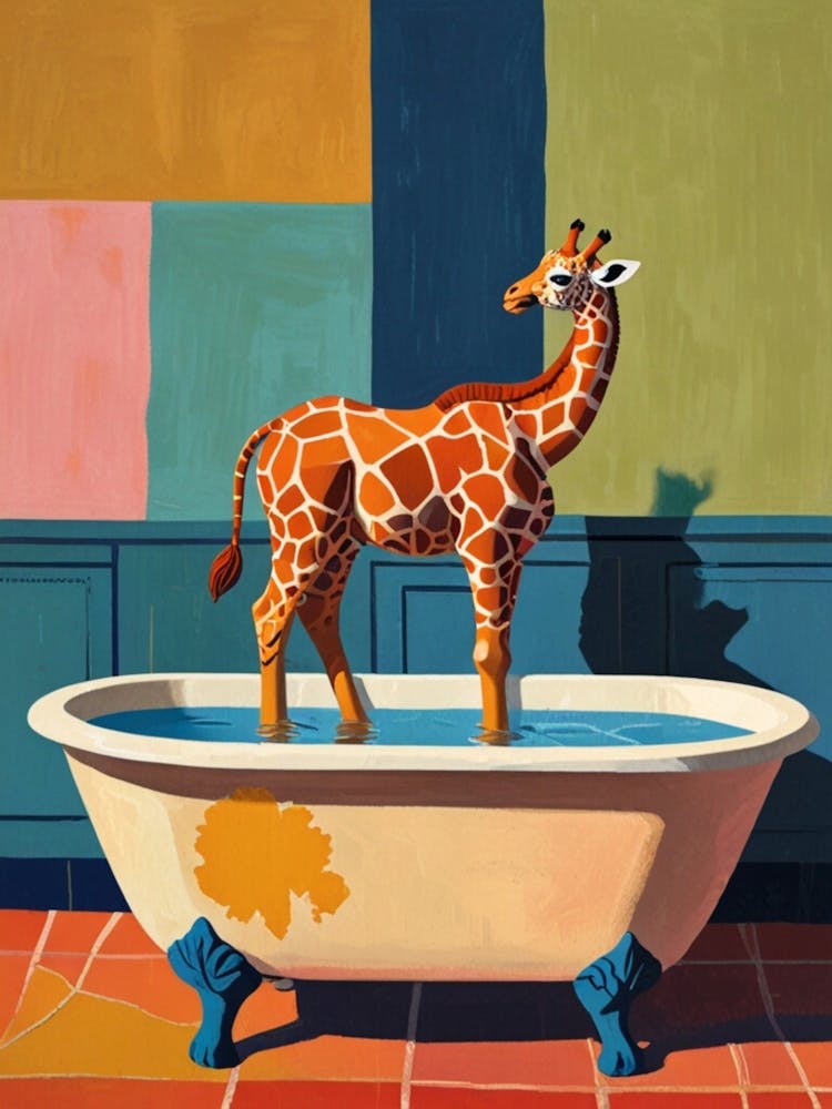 Giraffe In Bathtub 1