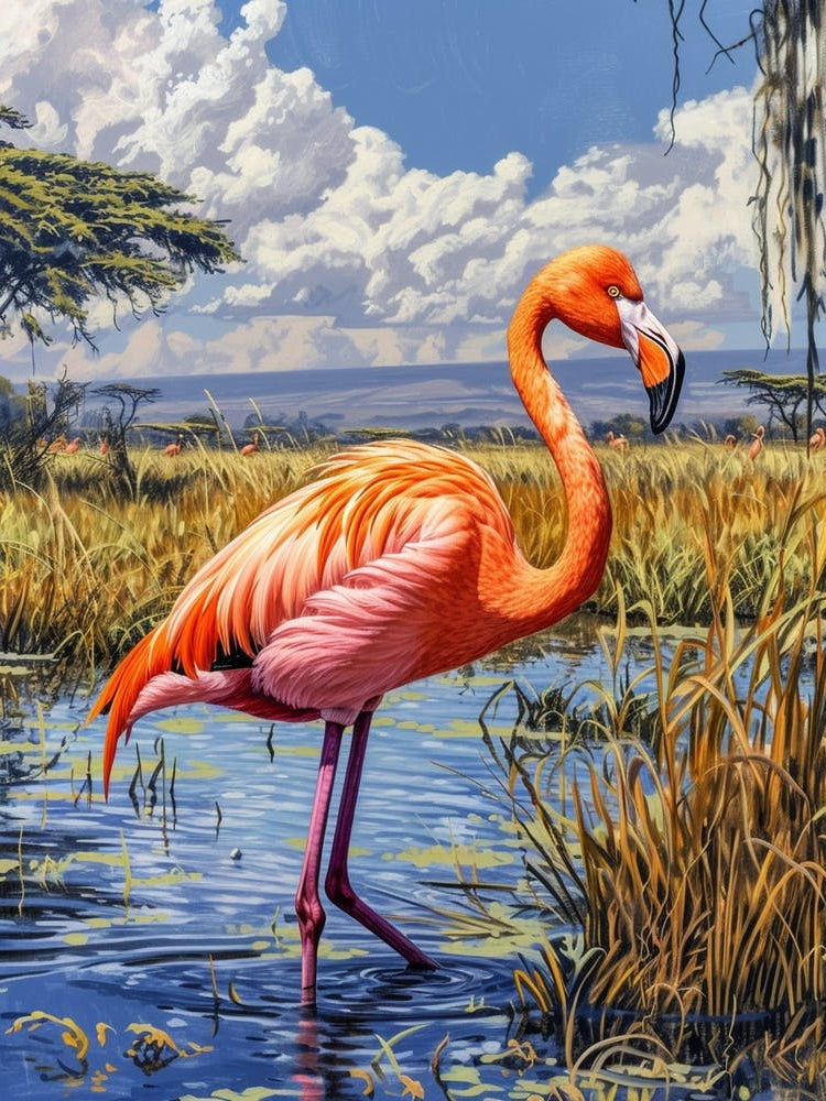 Greater Flamingo African Rift Valley Tanzania Tropical Illustration 2