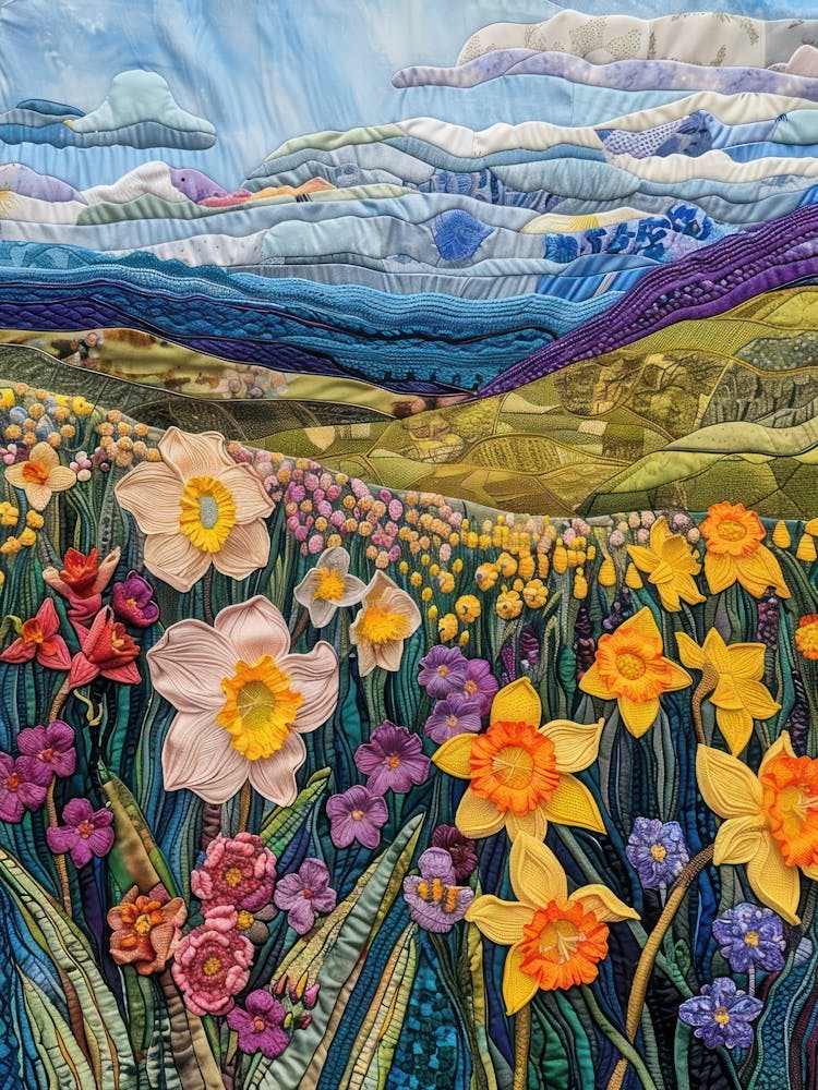 Daffodils Field Knitted In Crochet 2