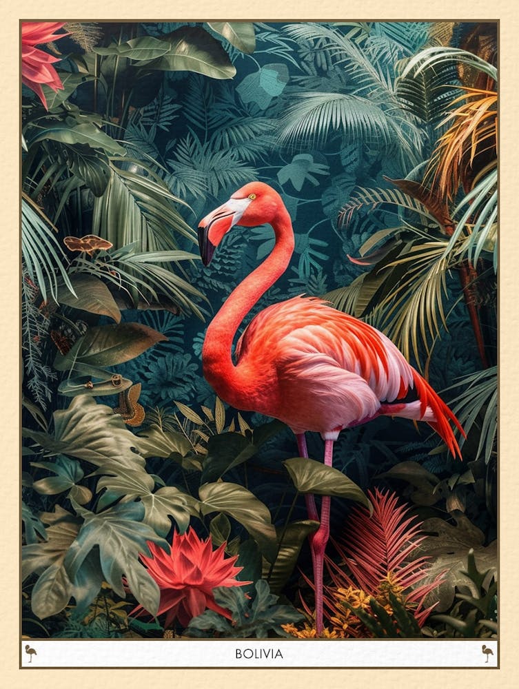 Greater Flamingo Bolivia Tropical Illustration 6 Poster