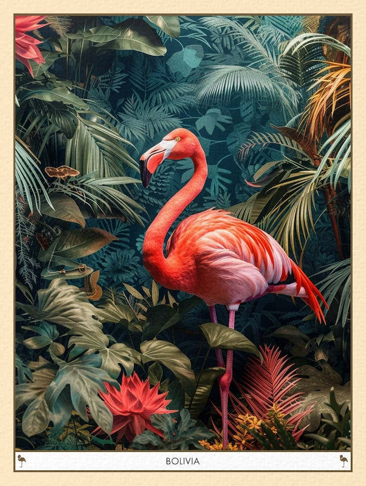 Greater Flamingo Bolivia Tropical Illustration 6 Poster