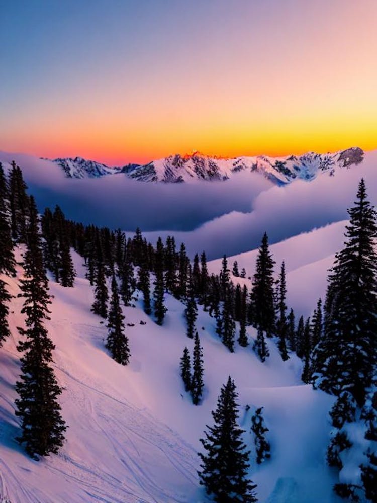 El Tarter, Andorra Sunrise Skiing Poster