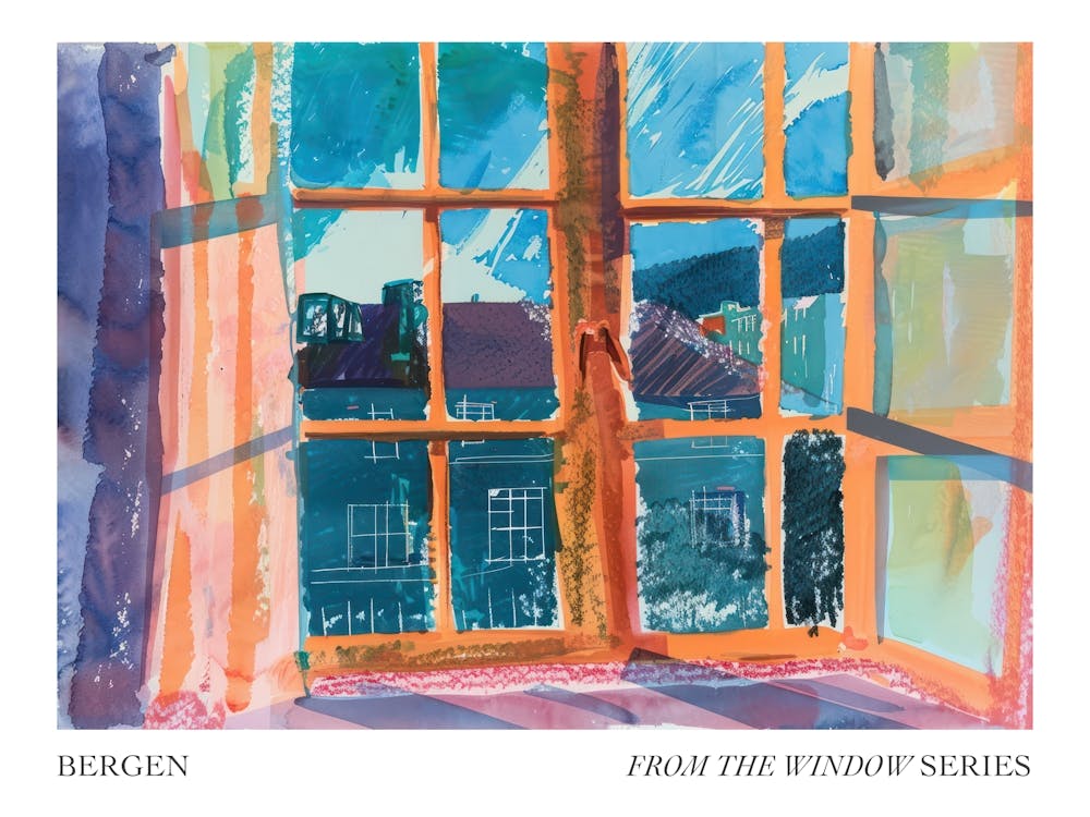 Bergen From The Window Series Poster Painting 2