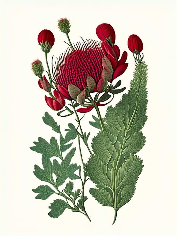 Red Clover Wildflower Vintage Botanical 1