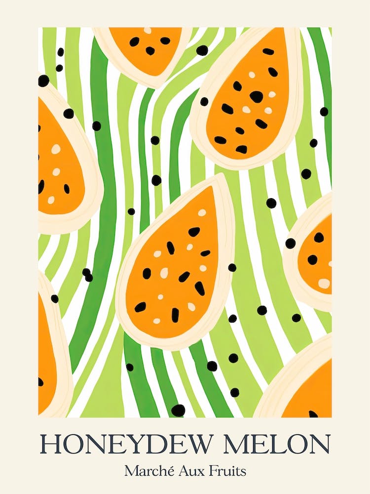 Marche Aux Fruits Honigmelonenfrucht Sommerillustration 3