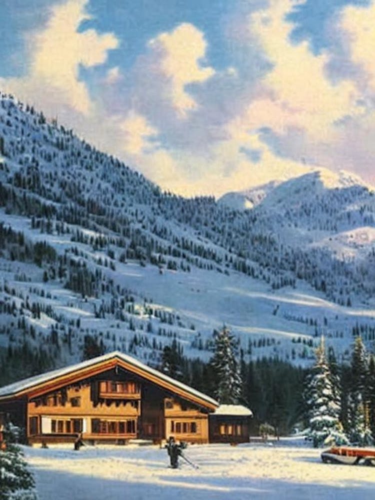 Oberstdorf, Germany Ski Resort Vintage Landscape 3 Skiing Poster