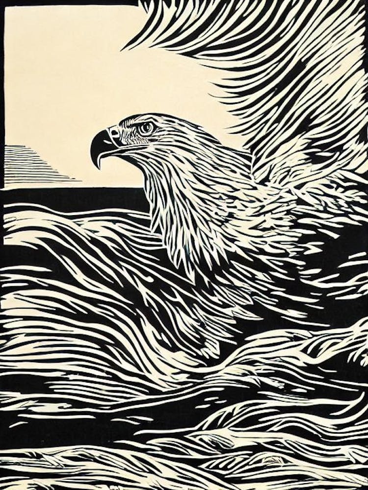 Bald Eagle Linocut Bird