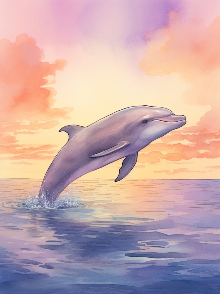 Dolphin With Pastel Sunset