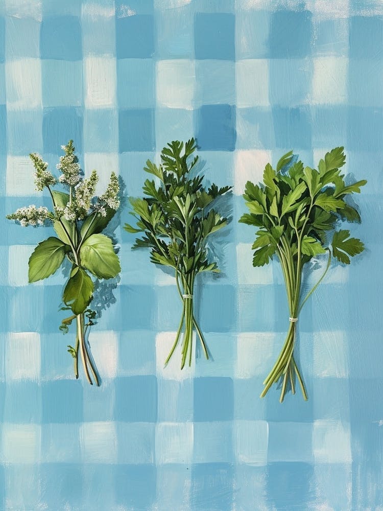 Herbs Blue Checkerboard 3
