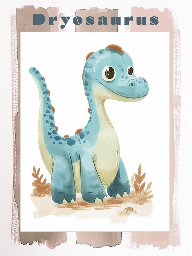Blaues Pastell Dryosaurus Dinosaurier 2 Poster