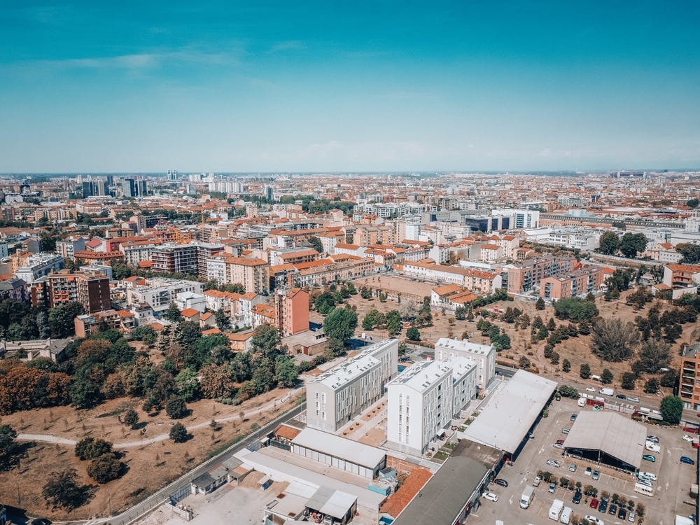Skyline cityscape of Milan, Italy during sunny day